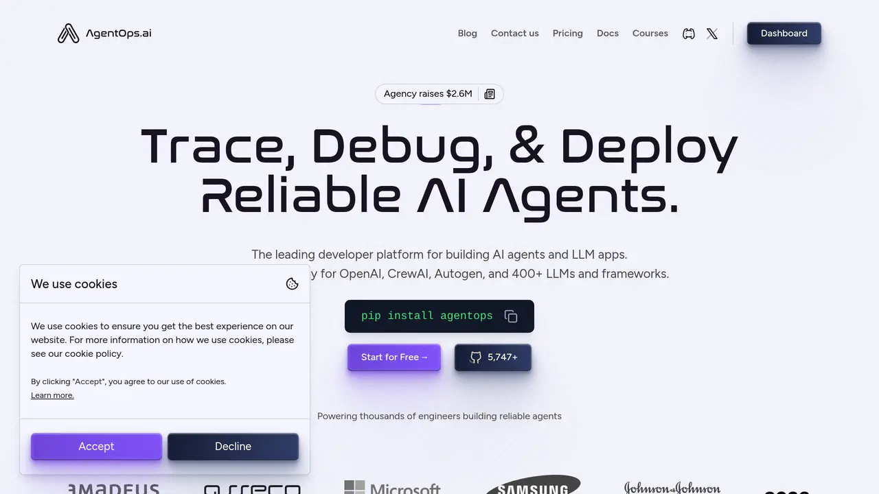 Homepage preview of AgentOps, captured Jul 31, 2026