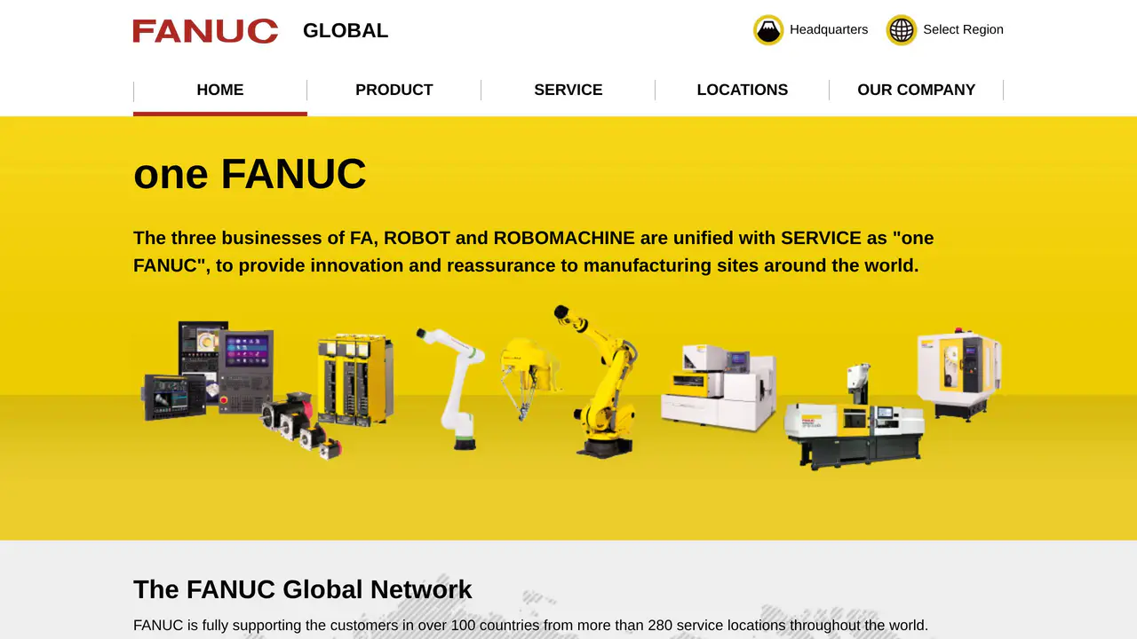 Homepage preview of FANUC, captured Jul 23, 2026