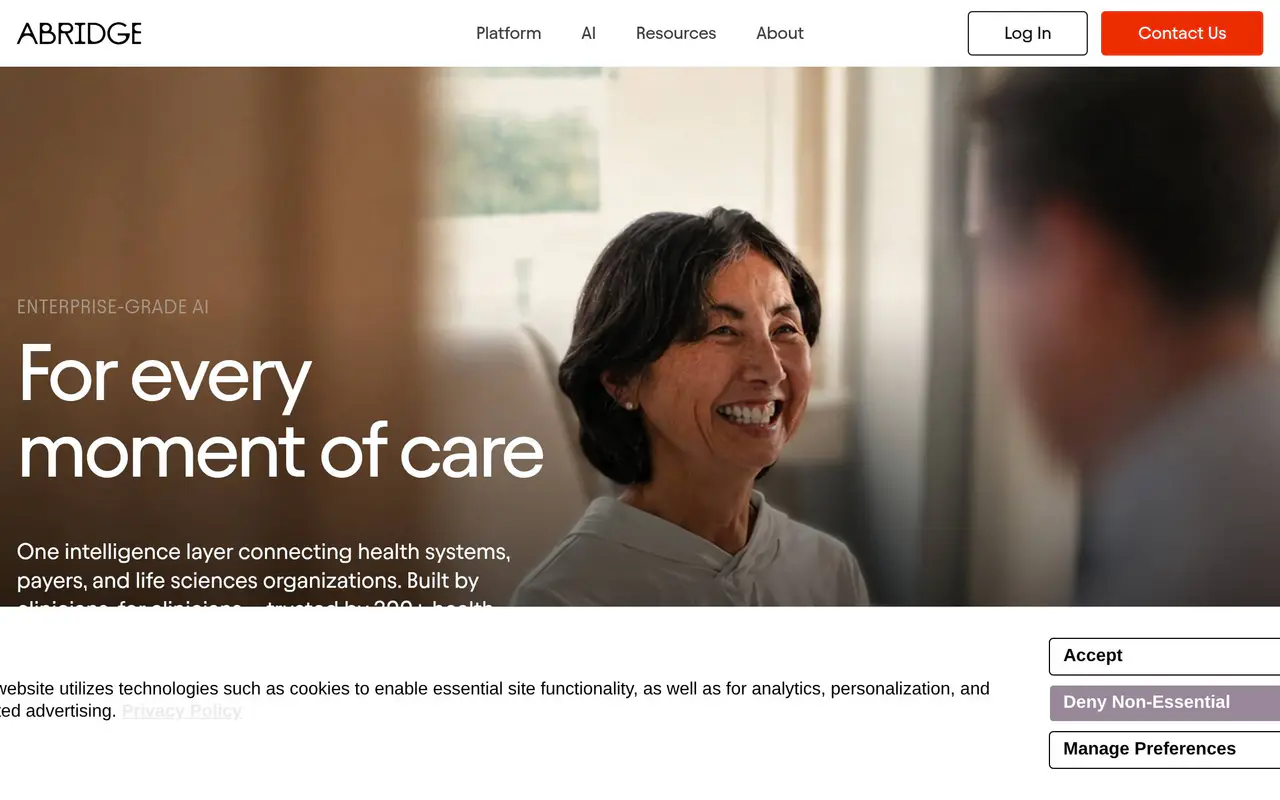Homepage preview of Abridge, captured Jul 21, 2026