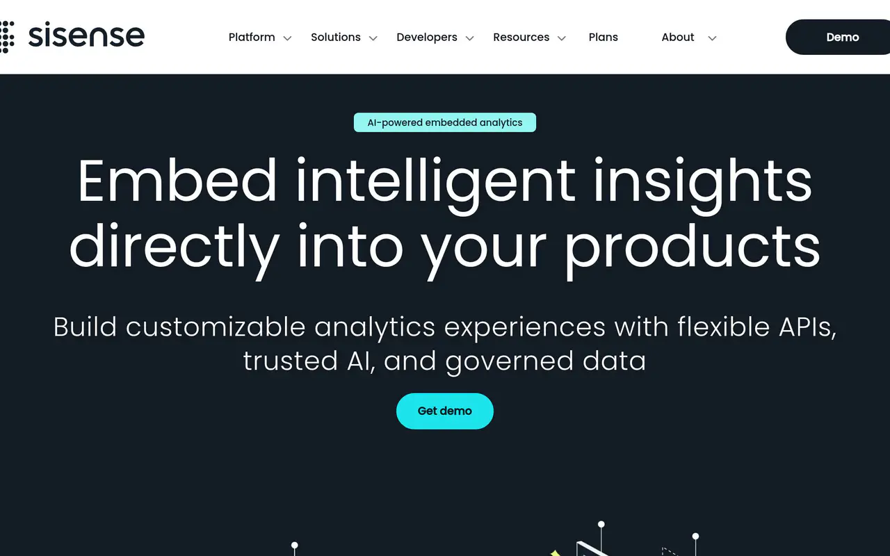 Homepage preview of Sisense, captured Jul 22, 2026