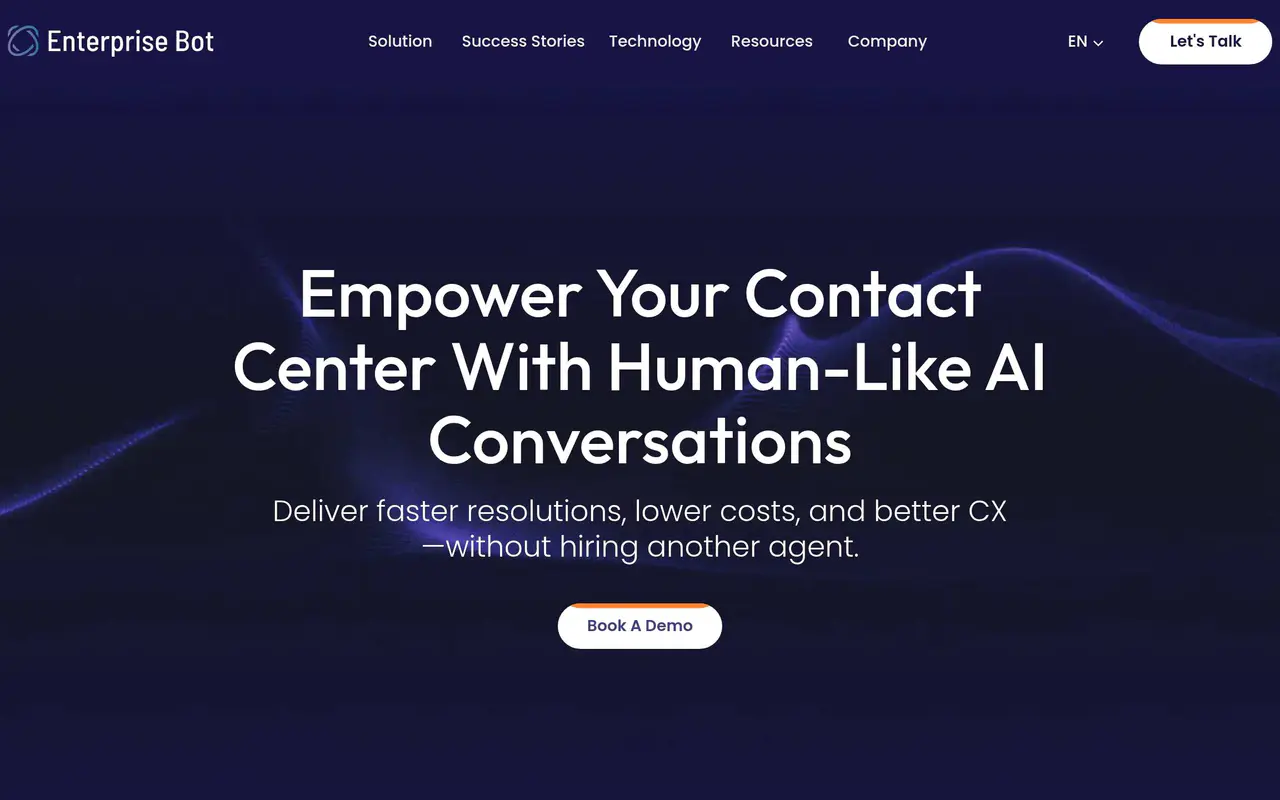 Homepage preview of Enterprise Bot, captured Jul 21, 2026