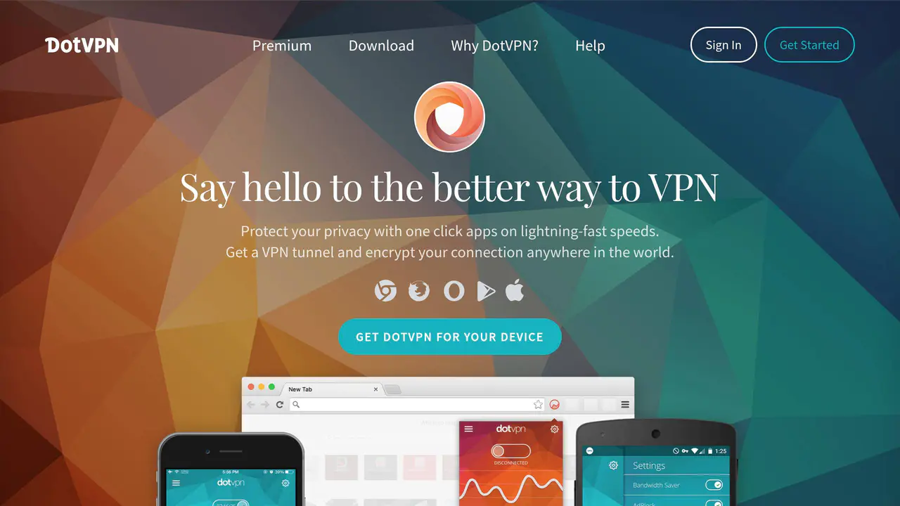 Homepage preview of DotVPN, captured Jul 31, 2026