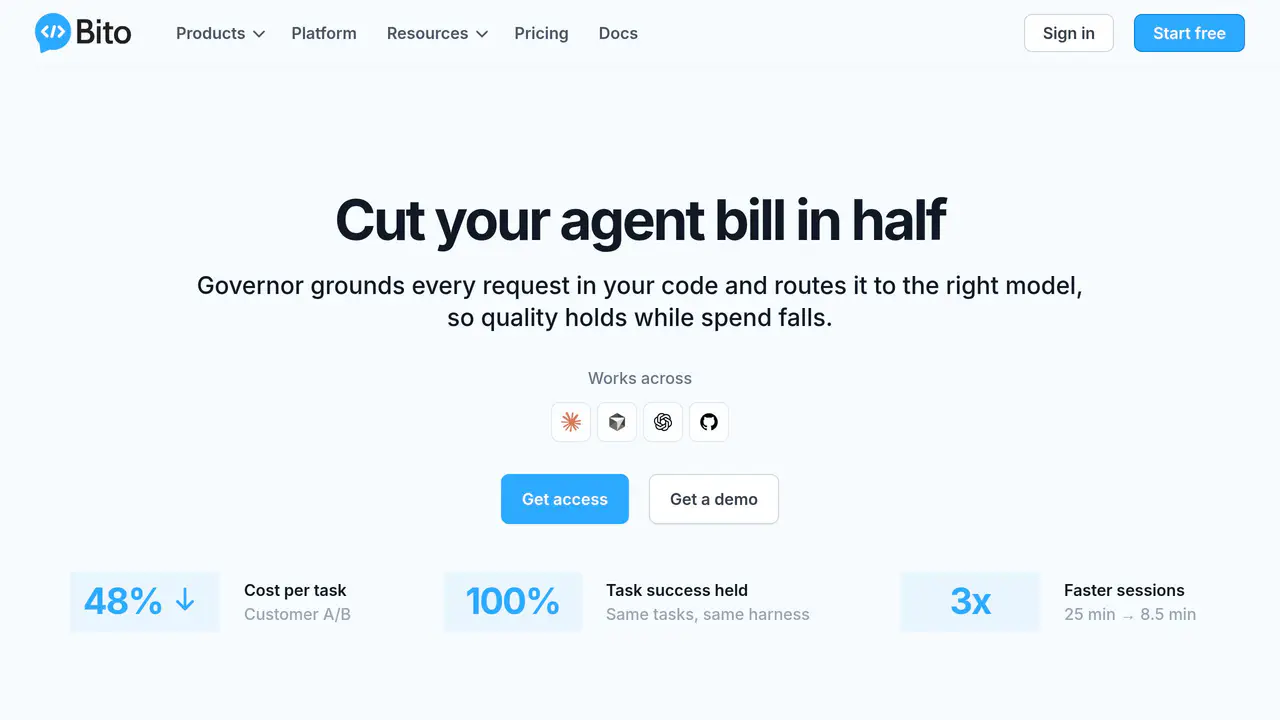 Homepage preview of Bito, captured Aug 13, 2026