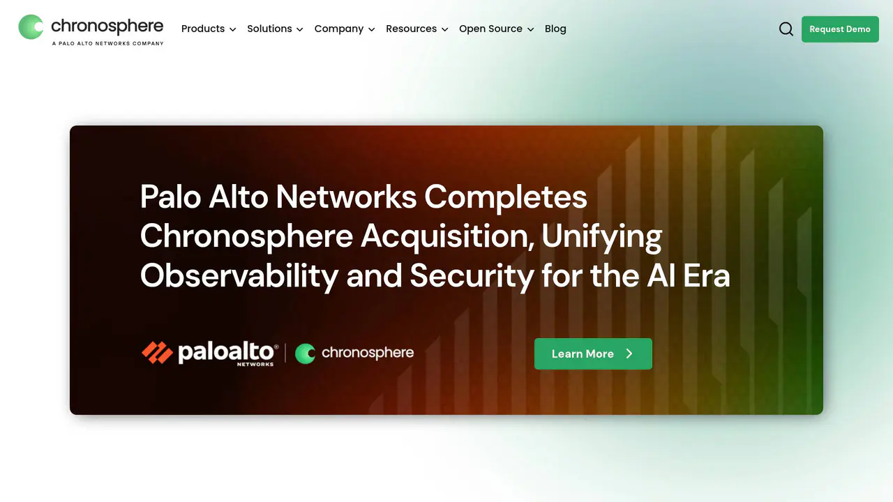Homepage preview of Chronosphere, captured Aug 25, 2026
