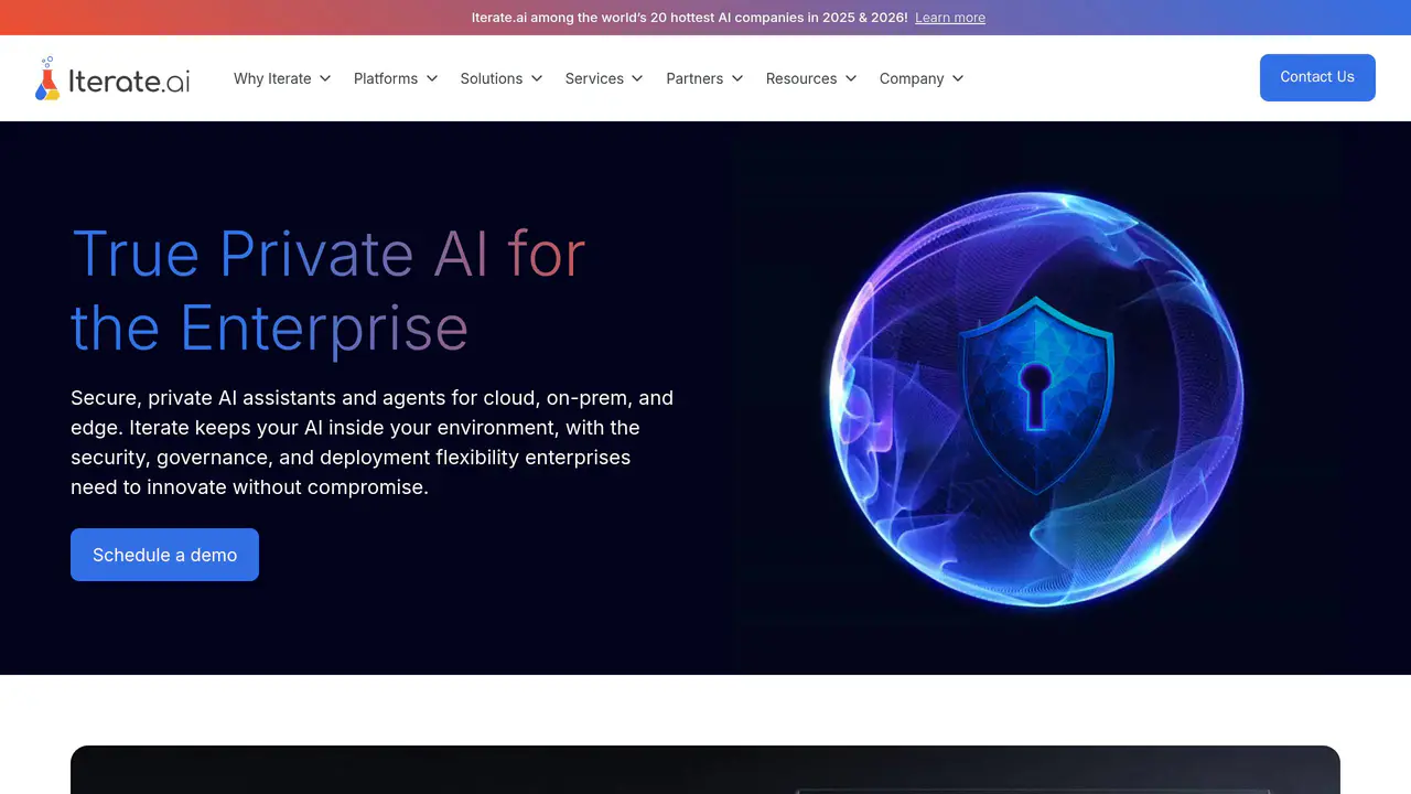Homepage preview of Iterate, captured Jul 28, 2026