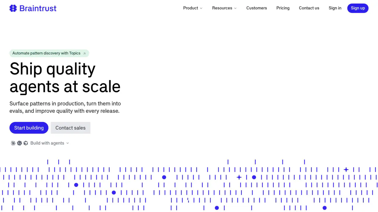 Homepage preview of Braintrust, captured Aug 2, 2026