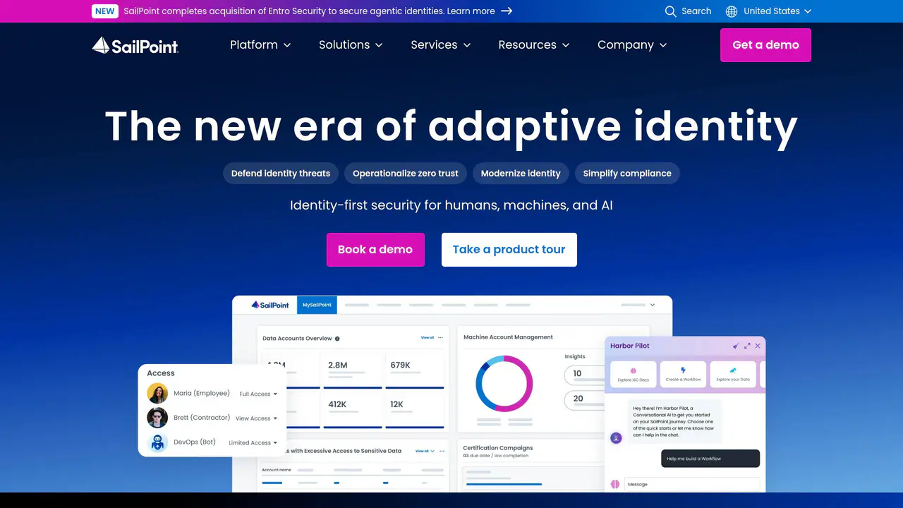Homepage preview of SailPoint, captured Jul 23, 2026