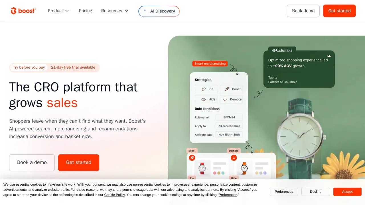 Homepage preview of Boost Commerce, captured Jul 23, 2026