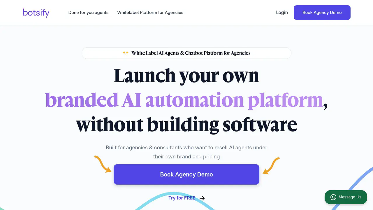 Homepage preview of Botsify, captured Jul 29, 2026