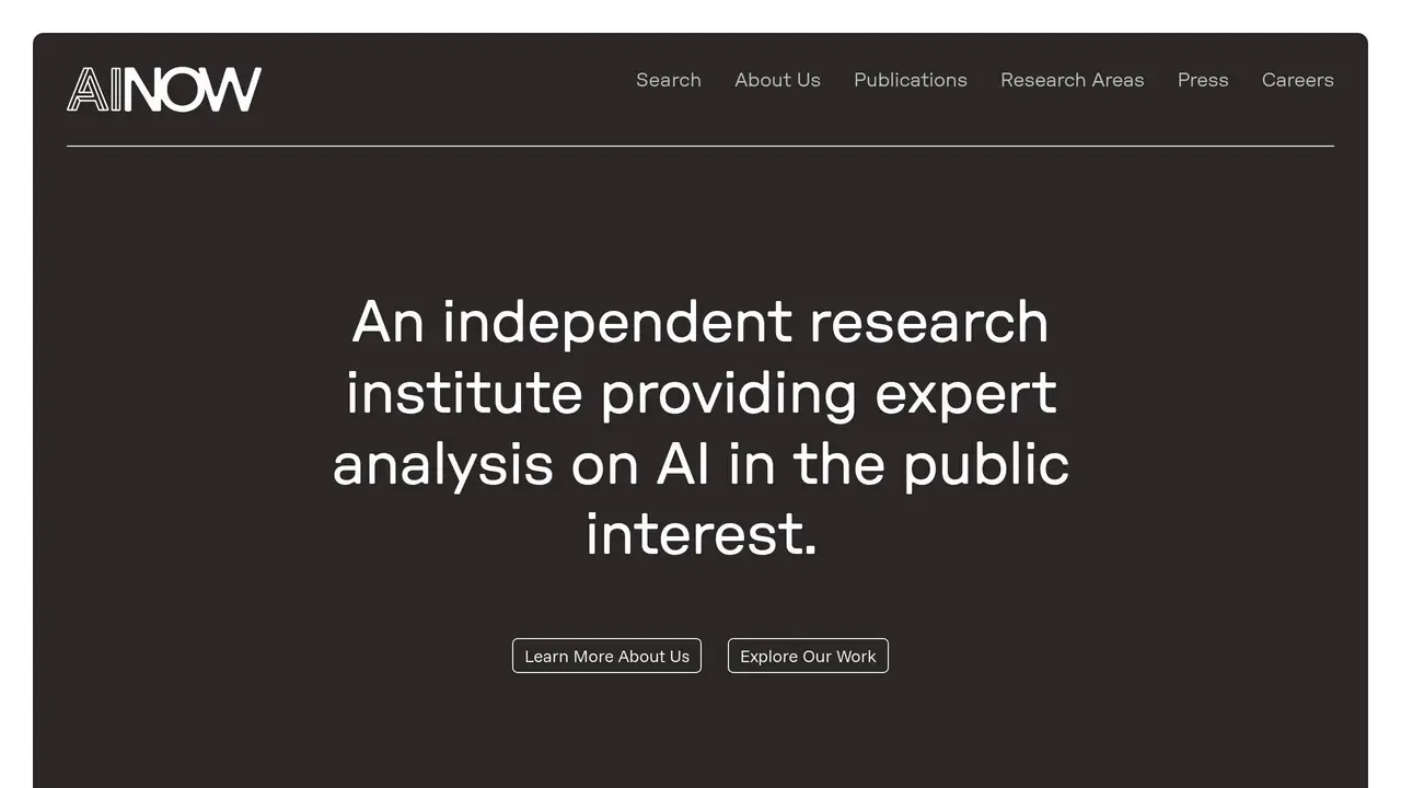 Homepage preview of AI Now Institute, captured Jul 29, 2026