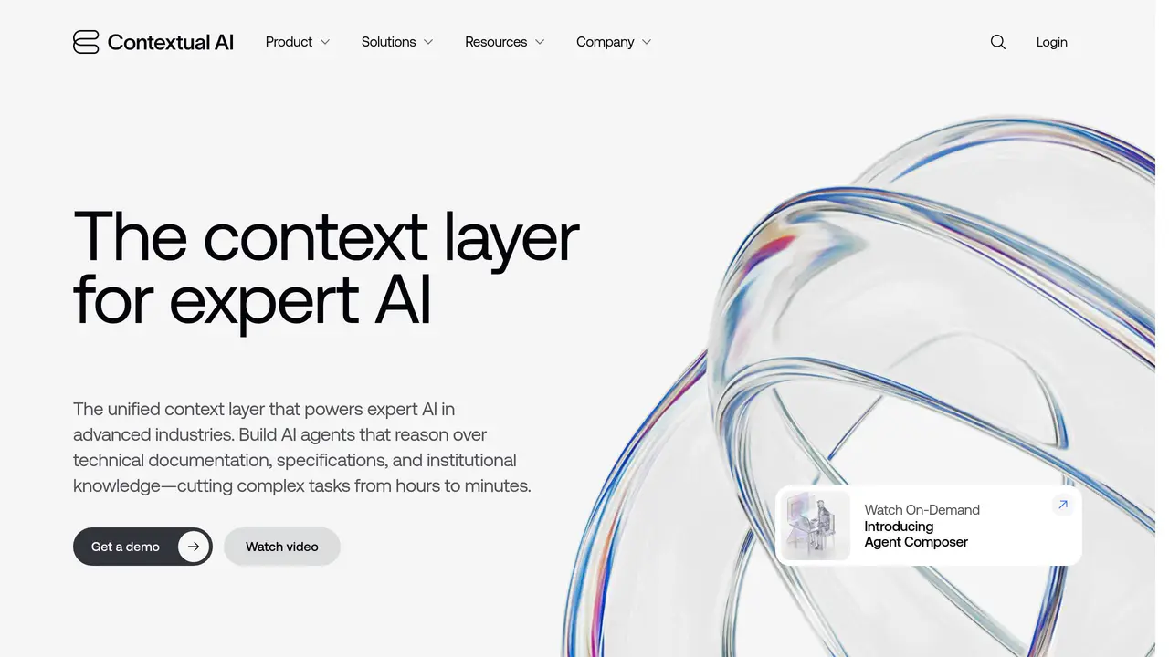Homepage preview of Contextual AI, captured Aug 1, 2026