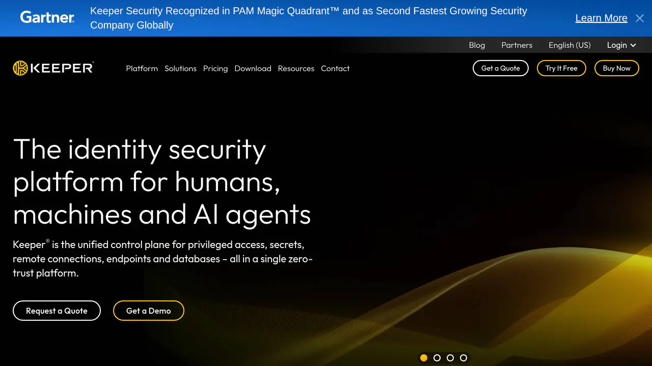 Homepage preview of Keeper Security, captured Aug 16, 2026