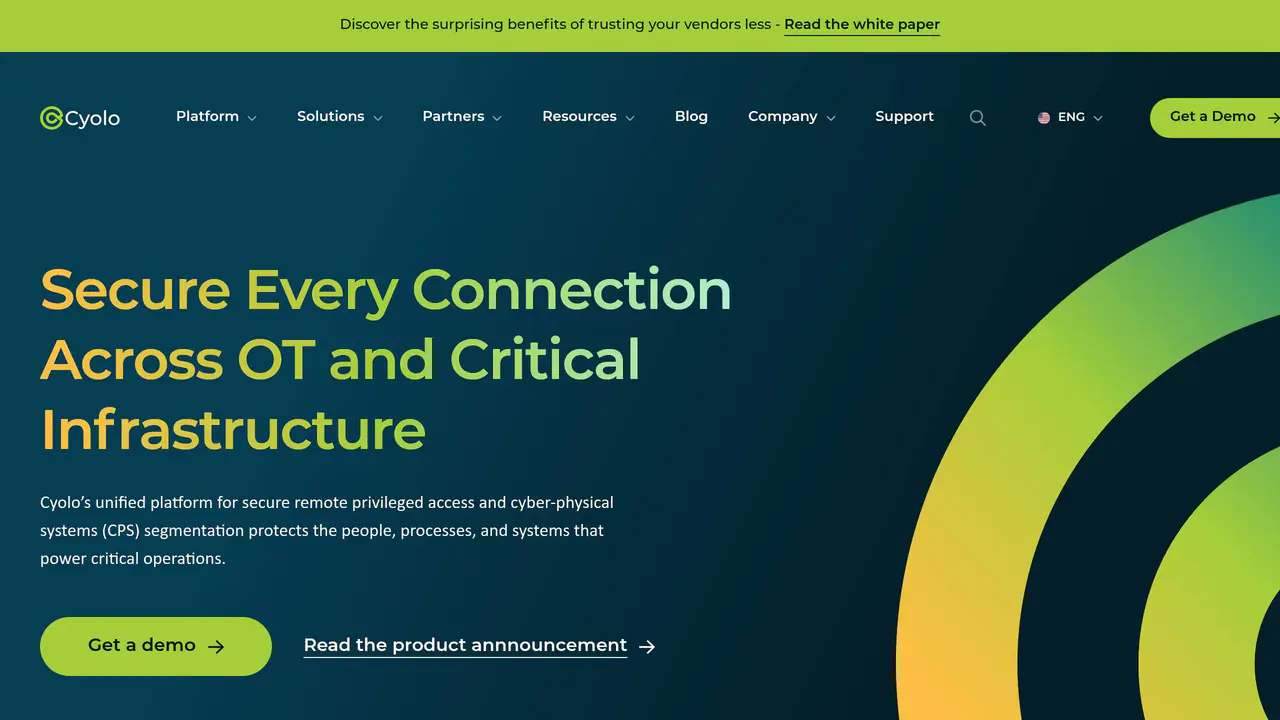 Homepage preview of Cyolo, captured Jul 24, 2026