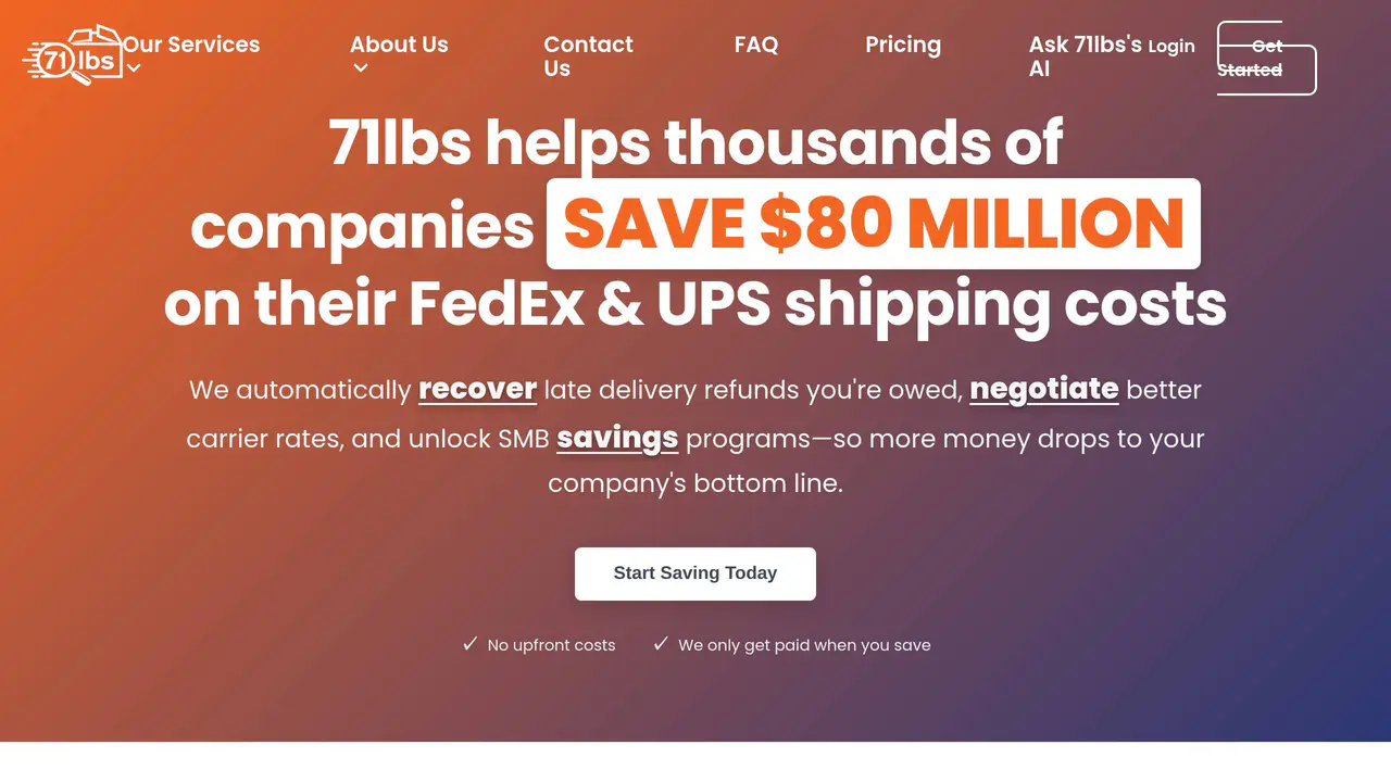 Homepage preview of 71lbs, captured Aug 29, 2026