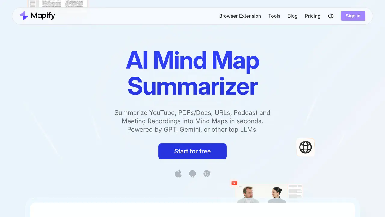 Homepage preview of Mapify, captured Jul 23, 2026