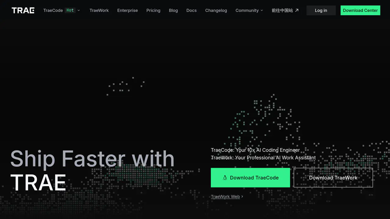 Homepage preview of Trae AI, captured Aug 26, 2026