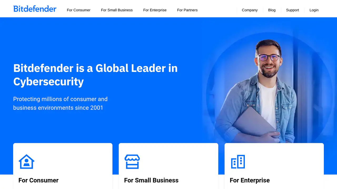 Homepage preview of Bitdefender, captured Aug 8, 2026