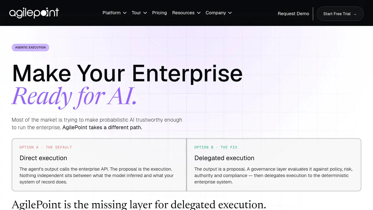 Homepage preview of AgilePoint, captured Aug 29, 2026