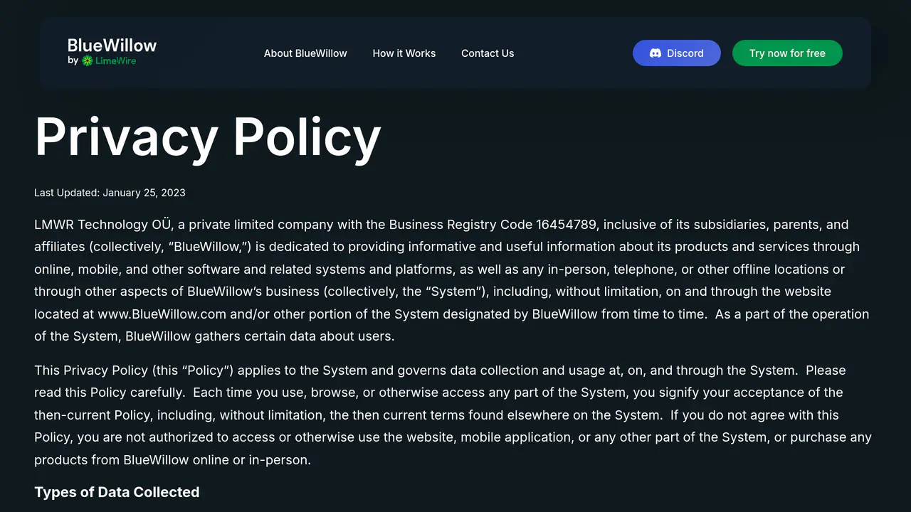 Pricing-page preview of BlueWillow, captured Jul 23, 2026