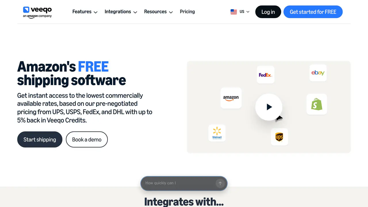Homepage preview of Veeqo, captured Jul 30, 2026
