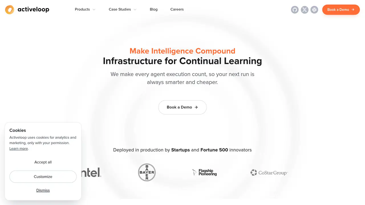 Homepage preview of Activeloop, captured Jul 31, 2026