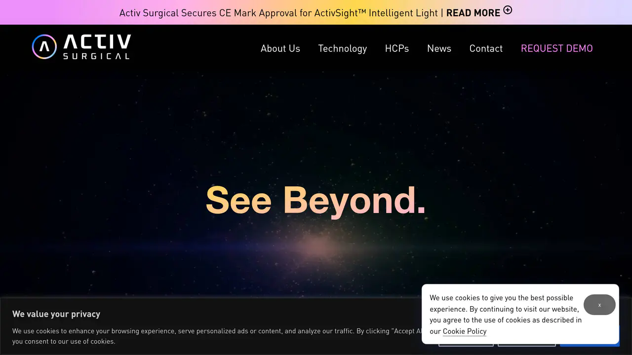 Homepage preview of Activ Surgical, captured Jul 31, 2026
