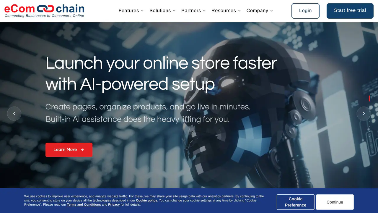 Homepage preview of Ecomchain, captured Sep 29, 2026