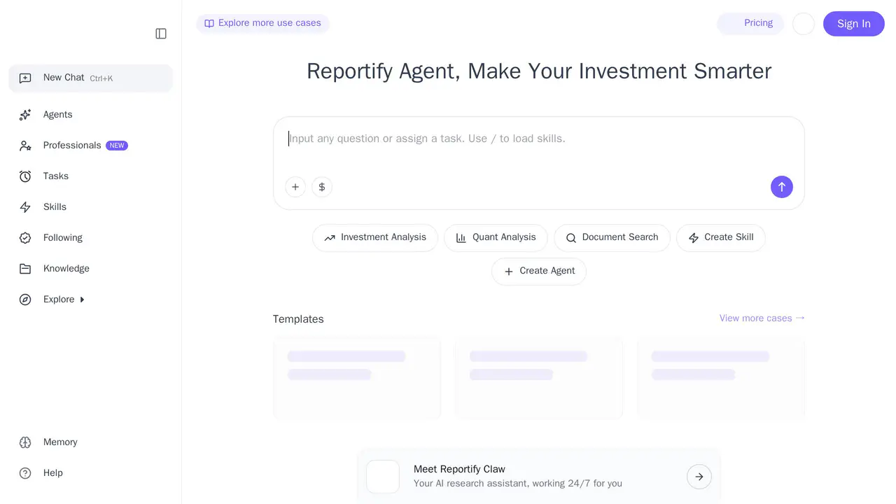 Homepage preview of Reportify, captured Jul 23, 2026