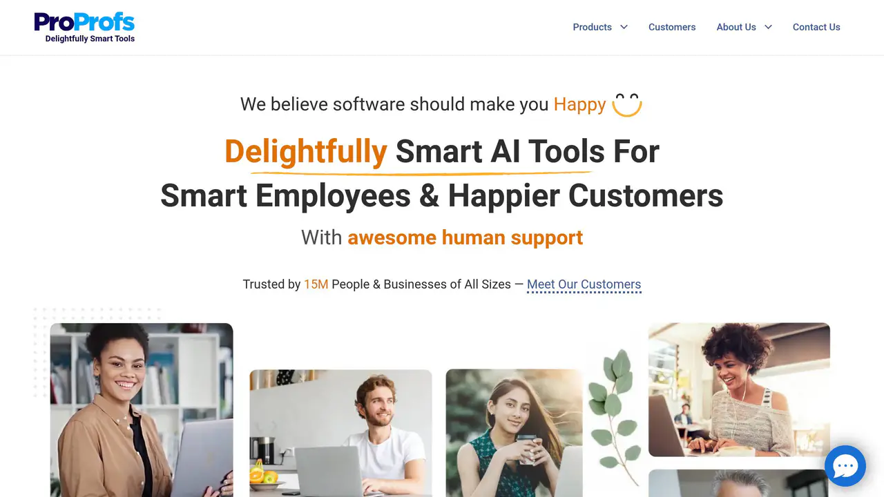 Homepage preview of ProProfs, captured Jul 23, 2026