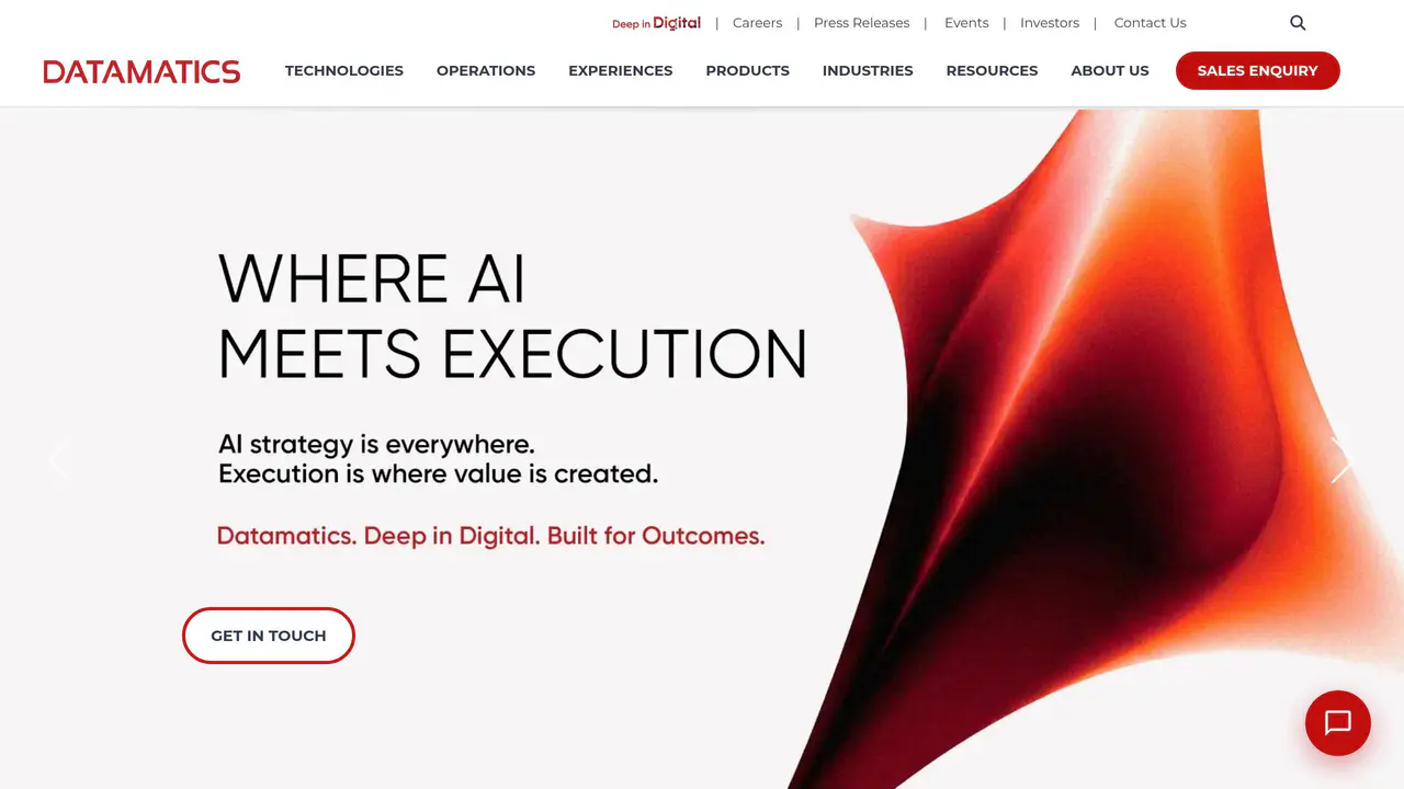 Homepage preview of Datamatics, captured Jul 25, 2026