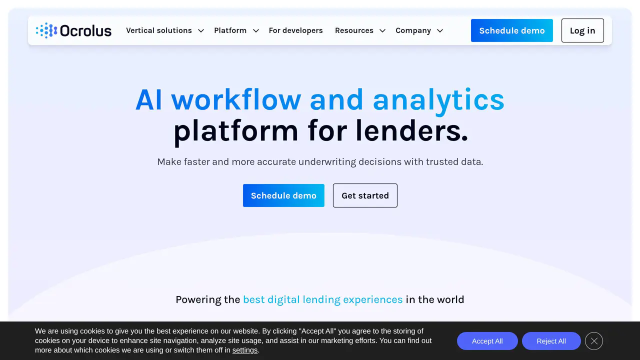 Homepage preview of Ocrolus, captured Sep 8, 2026