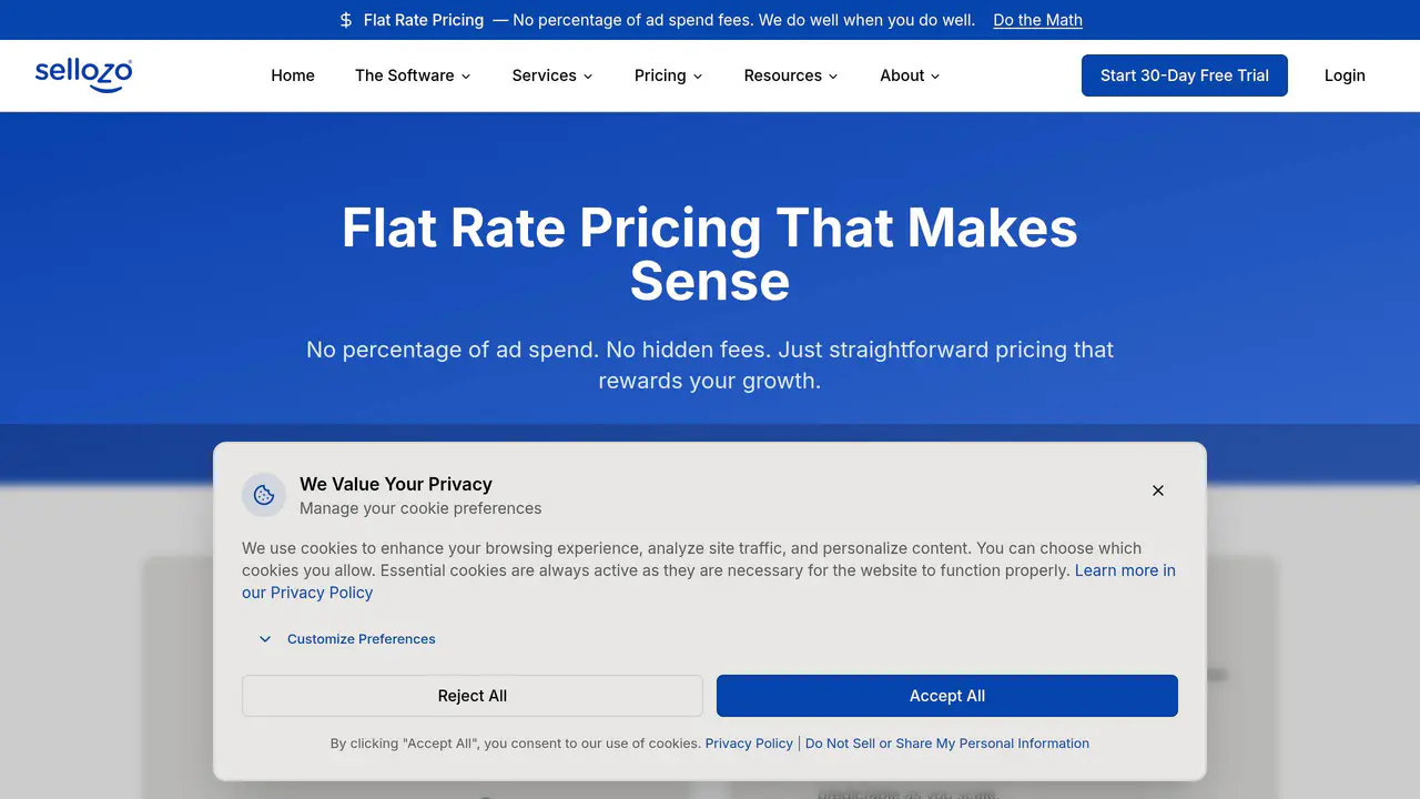 Pricing-page preview of Sellozo, captured Aug 23, 2026