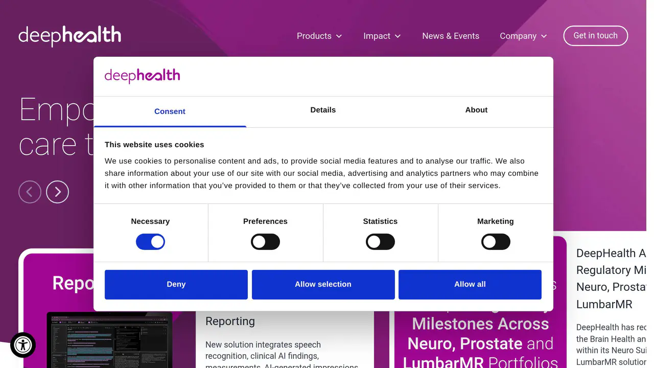 Homepage preview of DeepHealth, captured Jul 24, 2026