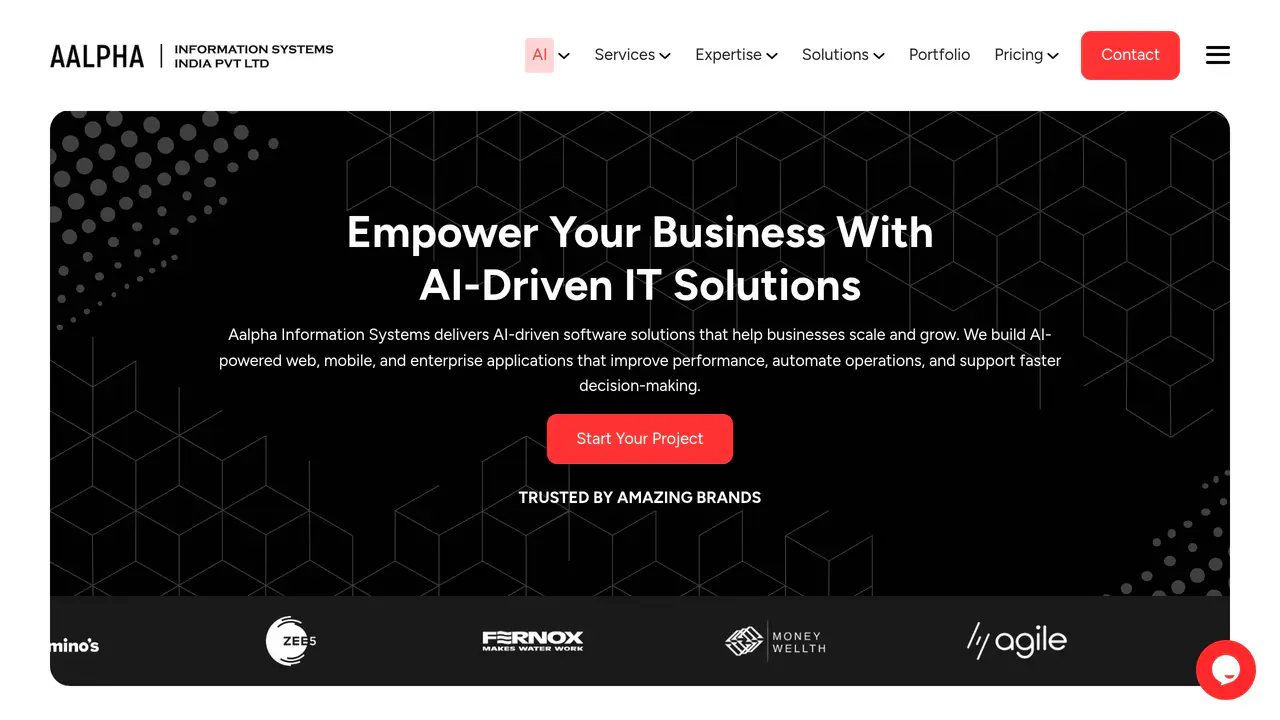Homepage preview of Aalpha Information Systems, captured Aug 30, 2026