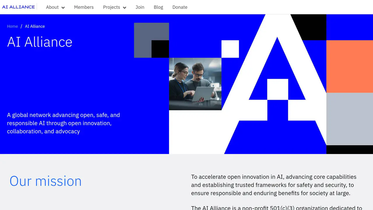 Homepage preview of AI Alliance, captured Sep 25, 2026