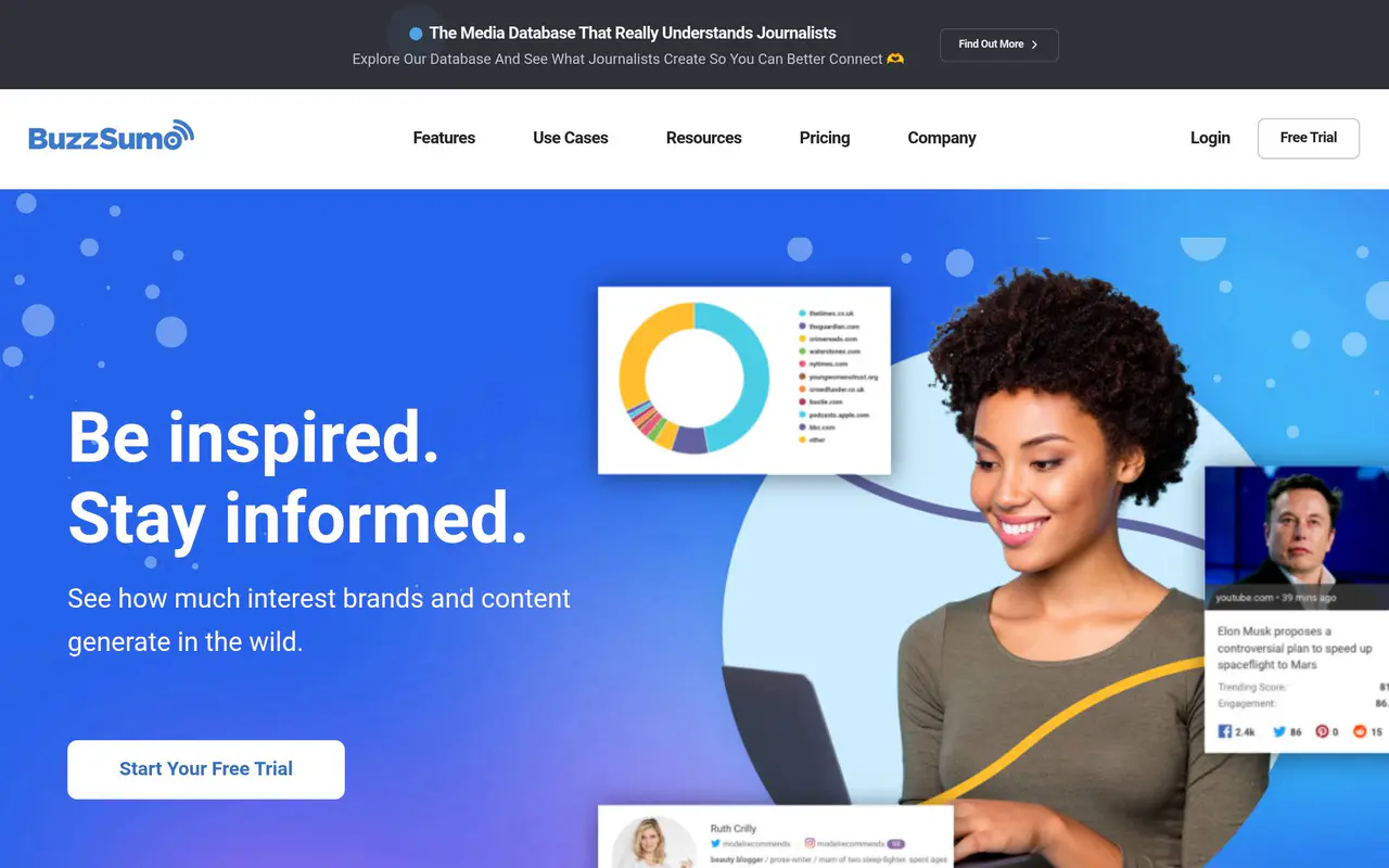 Homepage preview of BuzzSumo, captured Jul 22, 2026