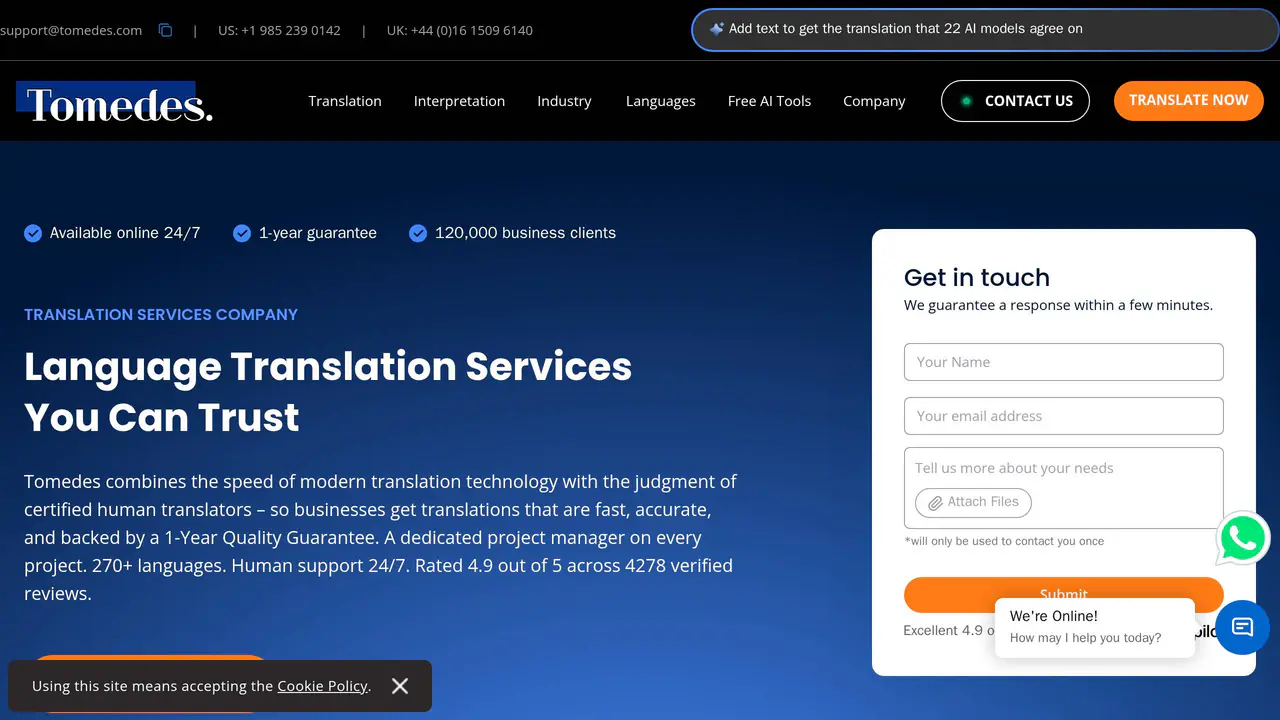 Homepage preview of Tomedes, captured Jul 23, 2026