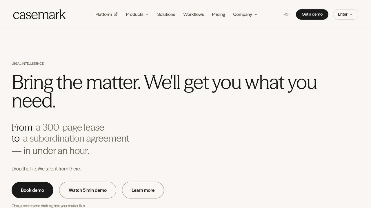 Homepage preview of CaseMark, captured Jul 27, 2026