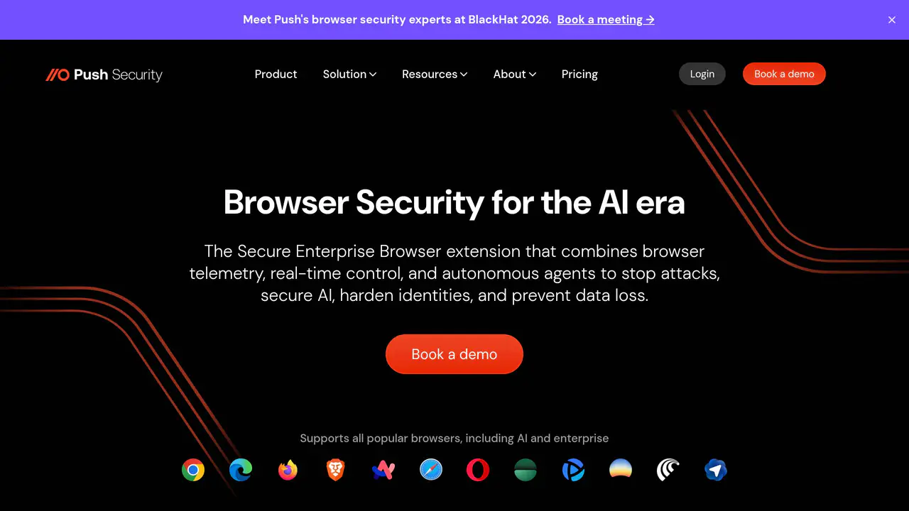 Homepage preview of Push Security, captured Jul 29, 2026