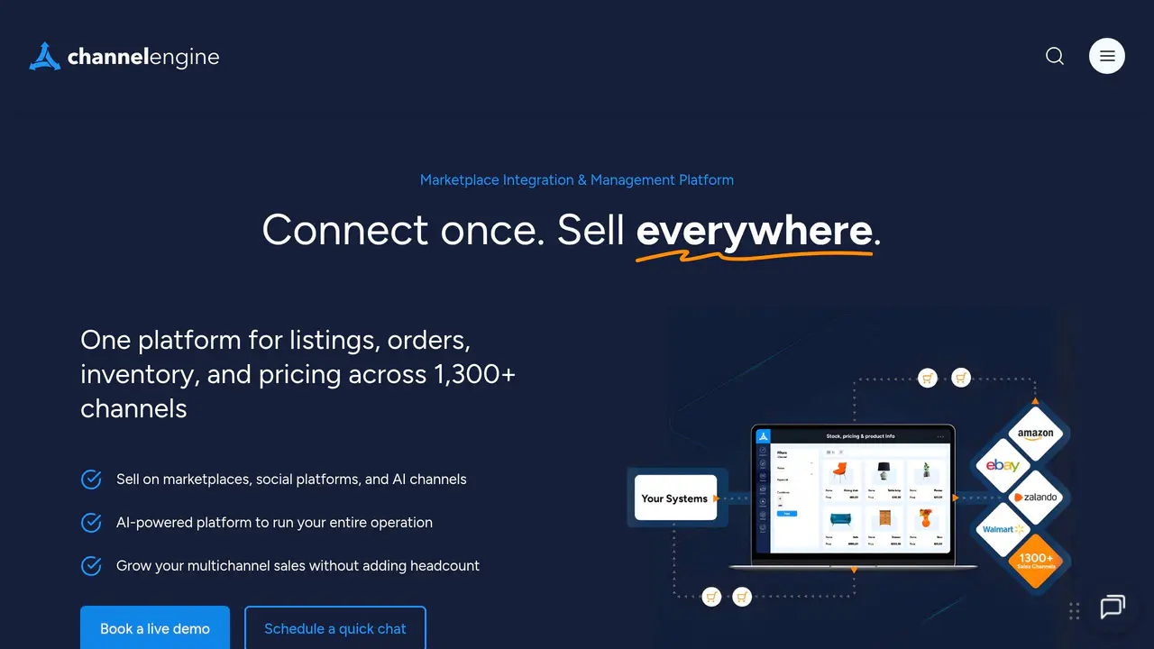 Homepage preview of ChannelEngine, captured Aug 7, 2026