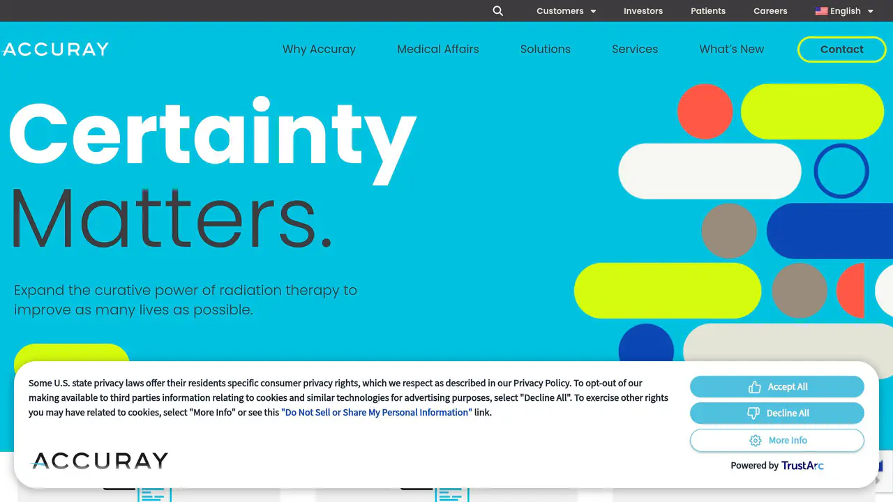 Homepage preview of Accuray, captured Jul 29, 2026