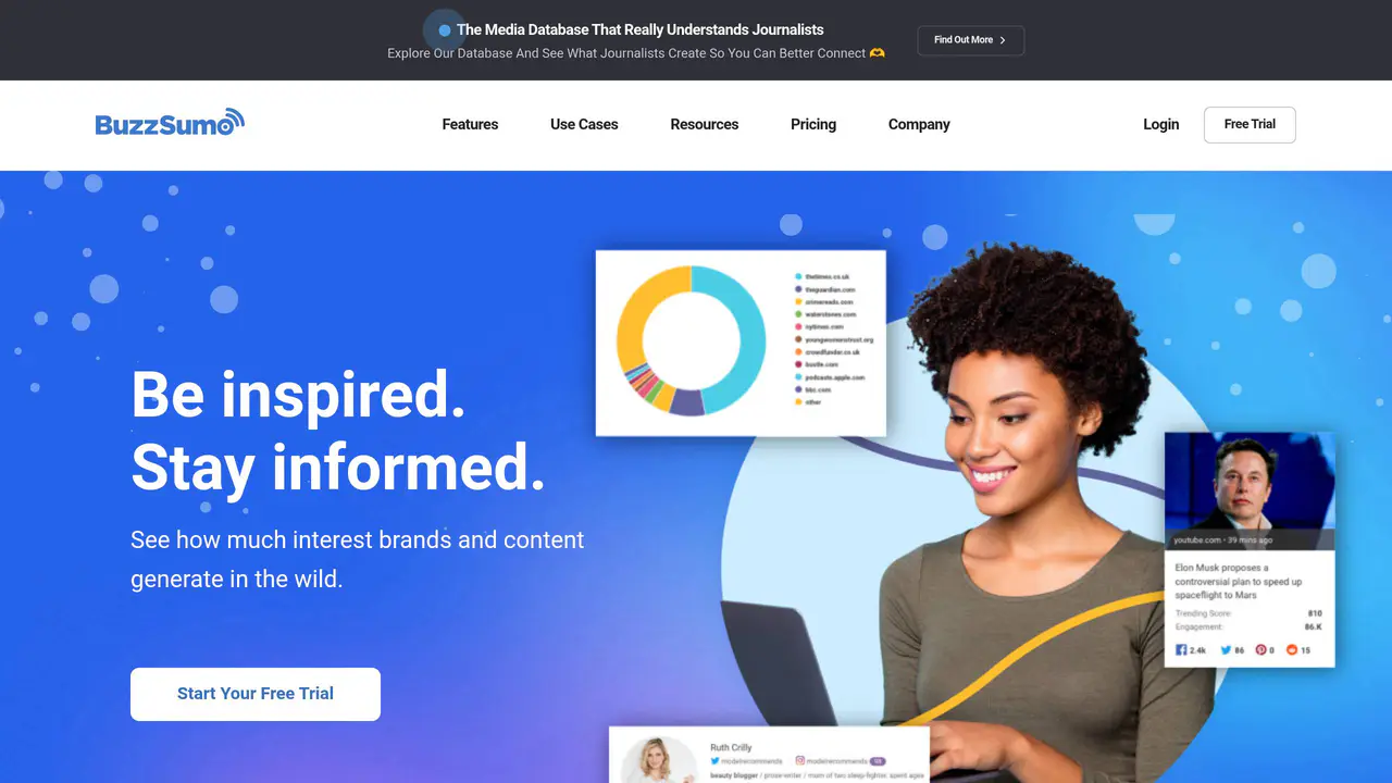 Homepage preview of BuzzSumo, captured Aug 9, 2026