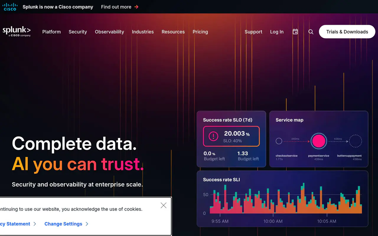 Homepage preview of Splunk AI, captured Jul 22, 2026
