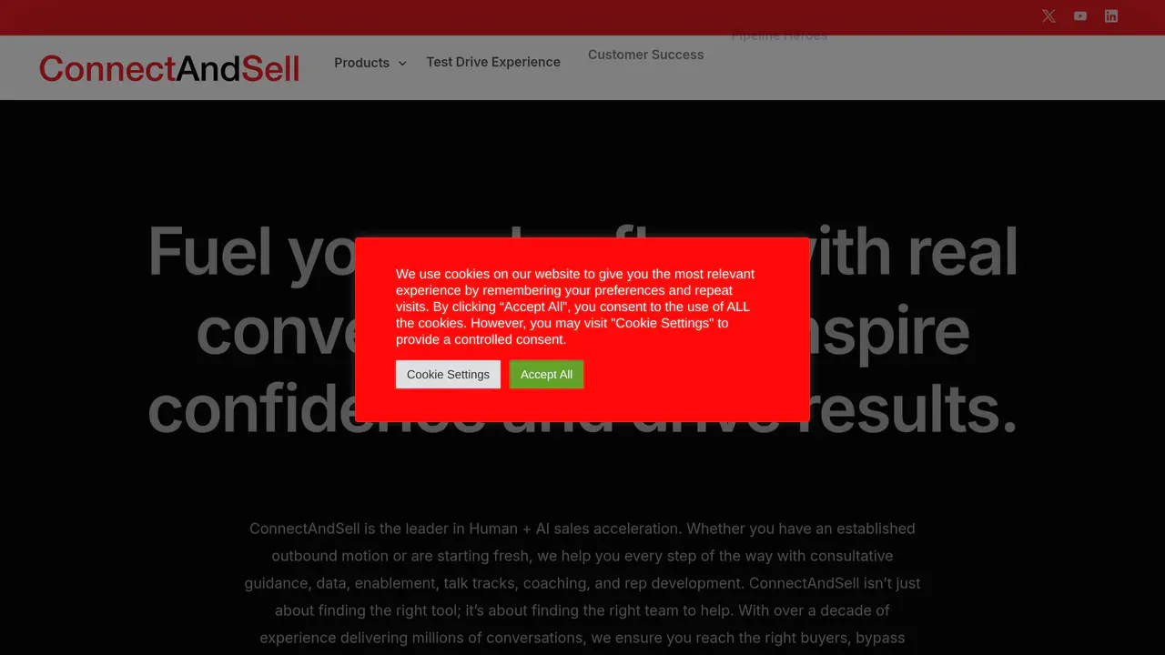 Homepage preview of ConnectAndSell, captured Jul 31, 2026