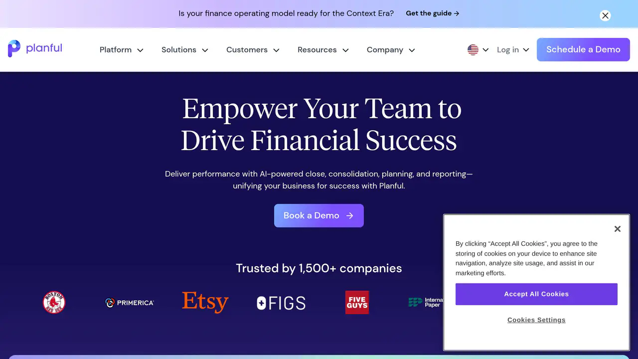 Homepage preview of Planful, captured Jul 23, 2026
