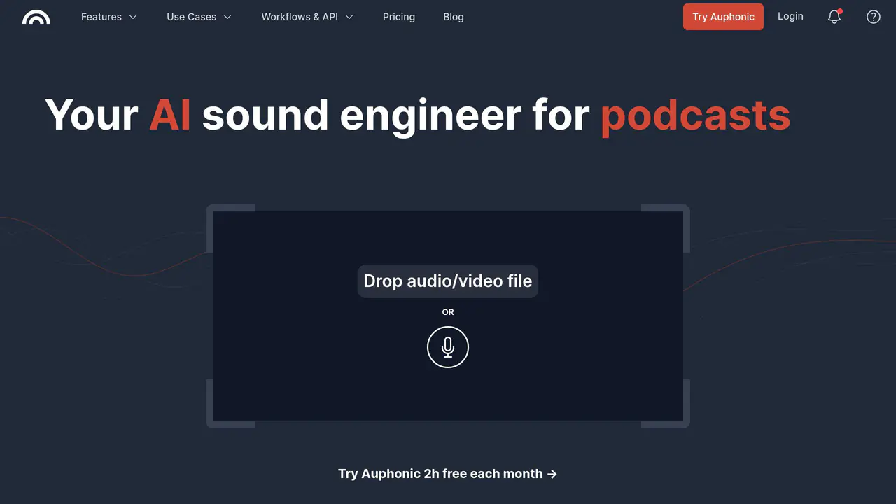 Homepage preview of Auphonic, captured Aug 7, 2026