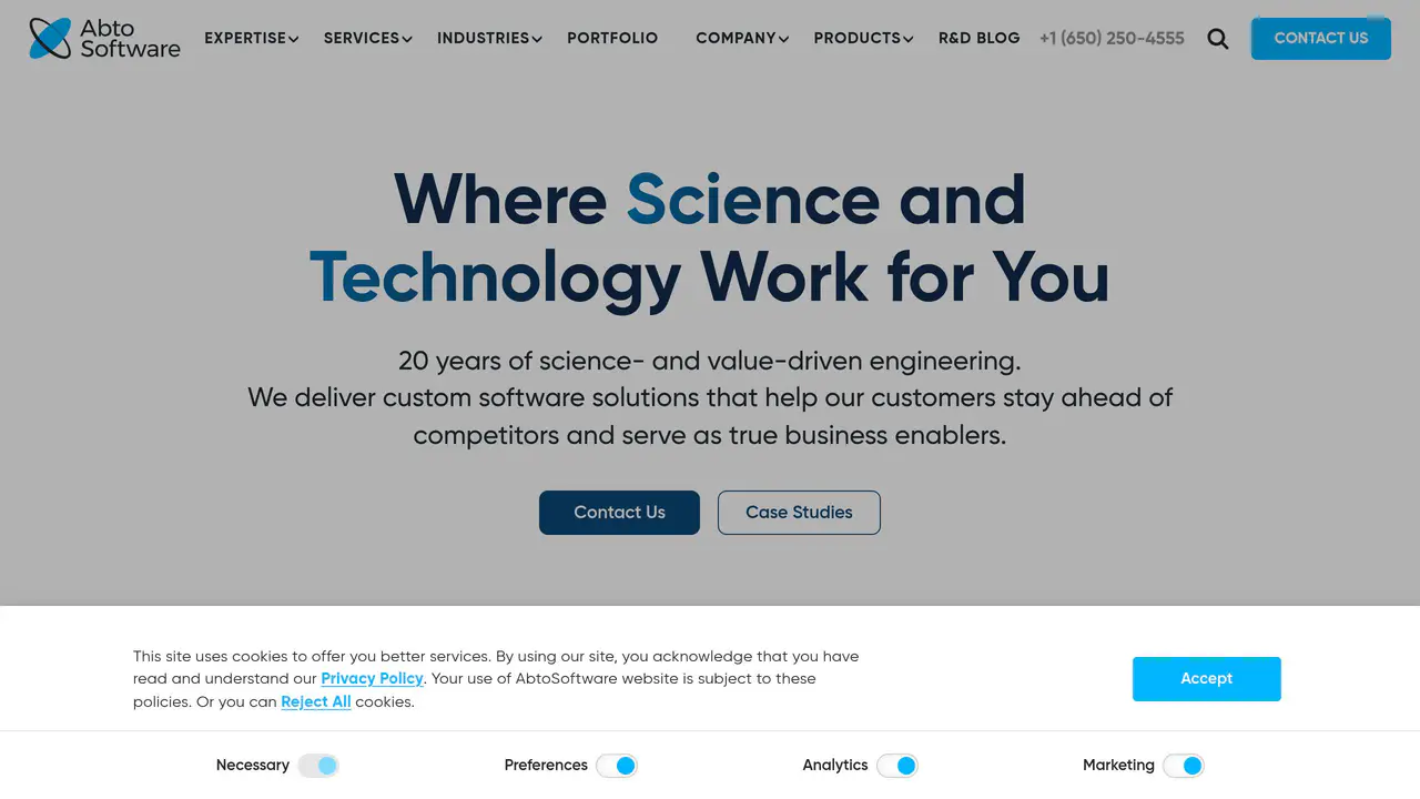 Homepage preview of Abto Software, captured Aug 23, 2026