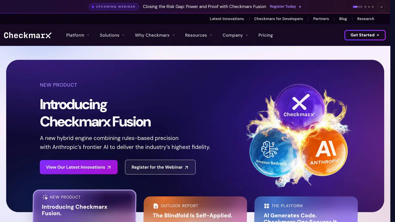 Homepage preview of Checkmarx, captured Sep 8, 2026