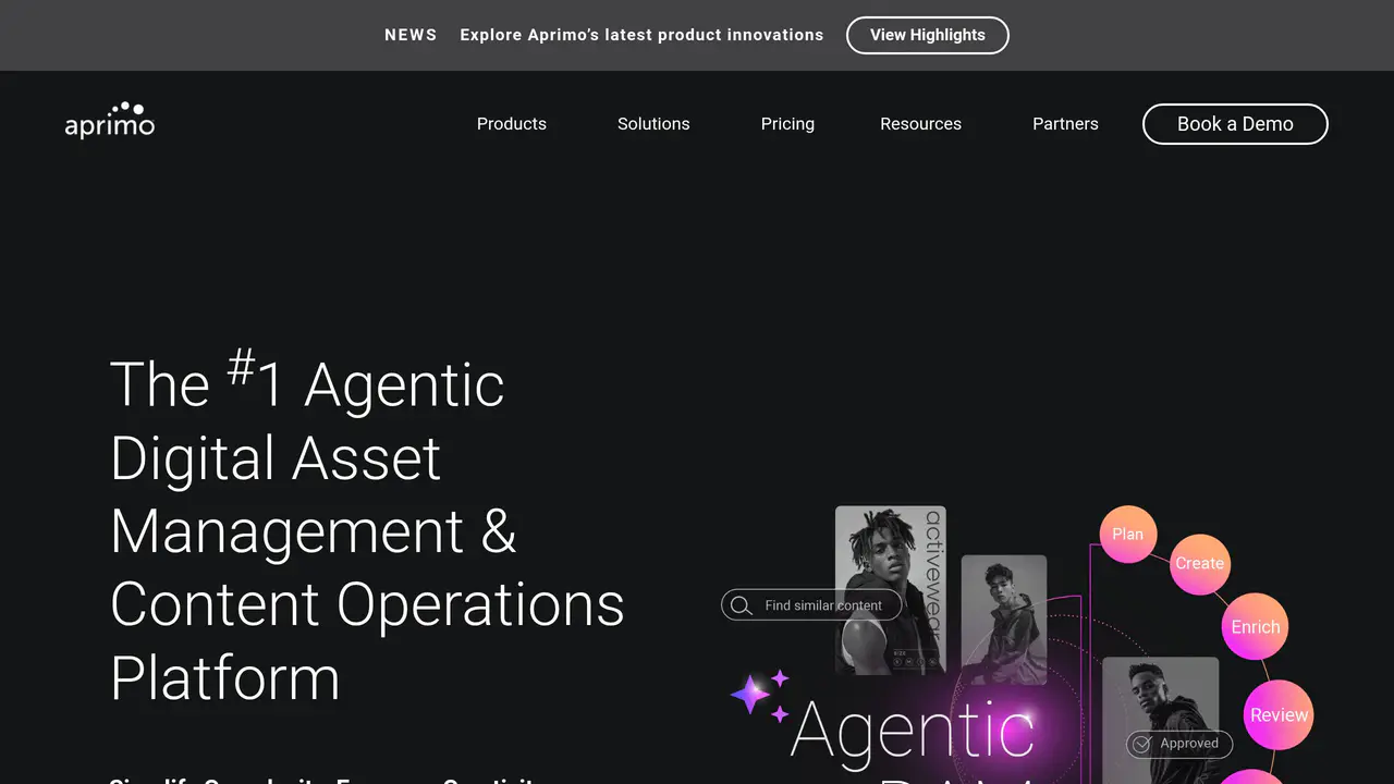 Homepage preview of Aprimo, captured Jul 31, 2026