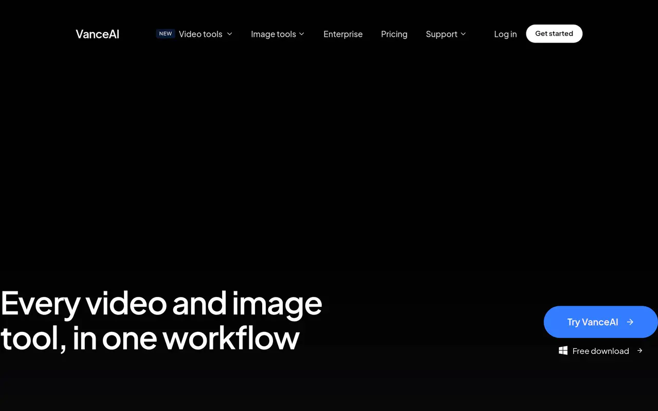 Homepage preview of VanceAI, captured Jul 22, 2026
